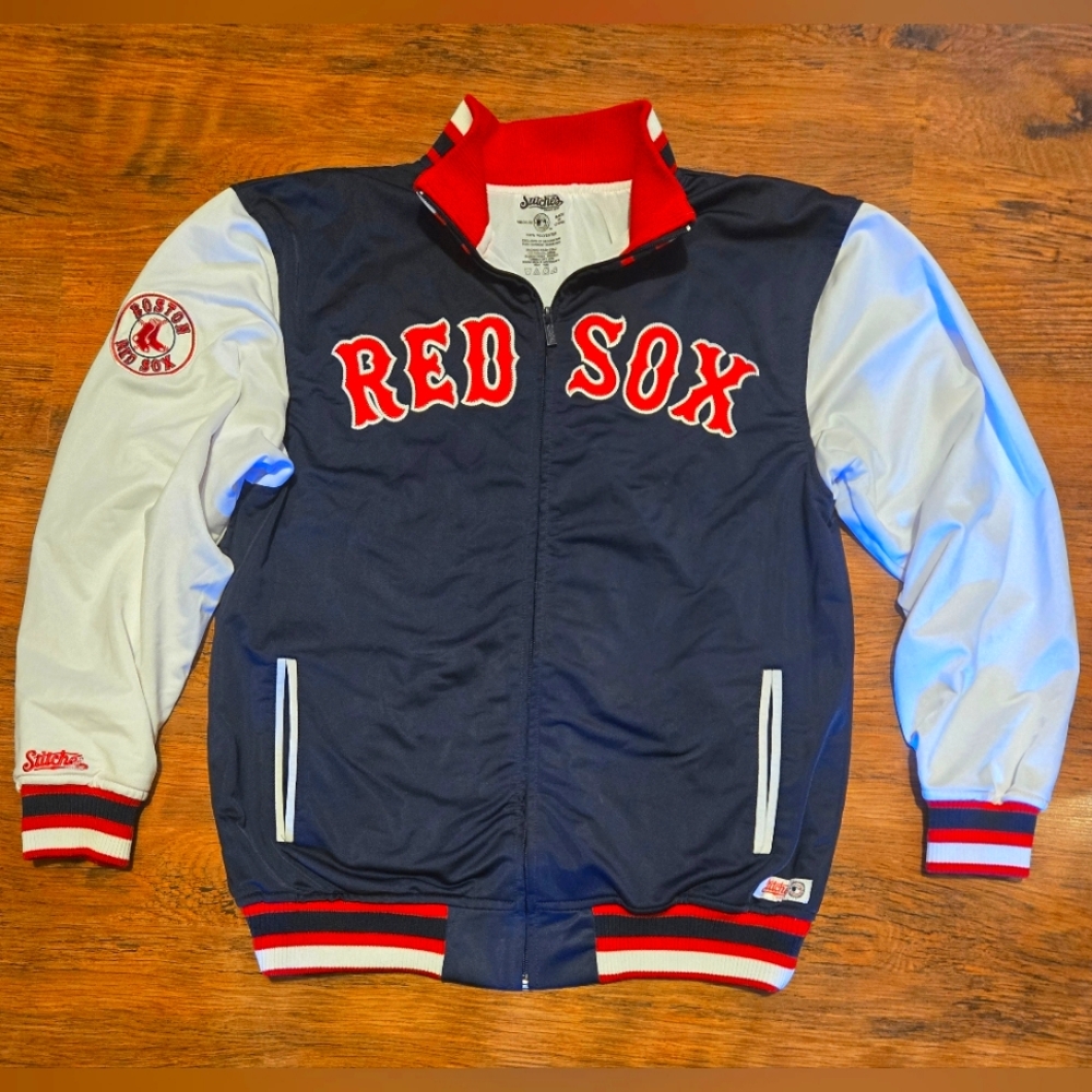 Boston Red Sox baseball Stitches Track Jacket MLB Awesome Full Zip Lined Medium